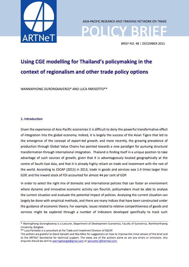 CGE modelling for Thailands policy making