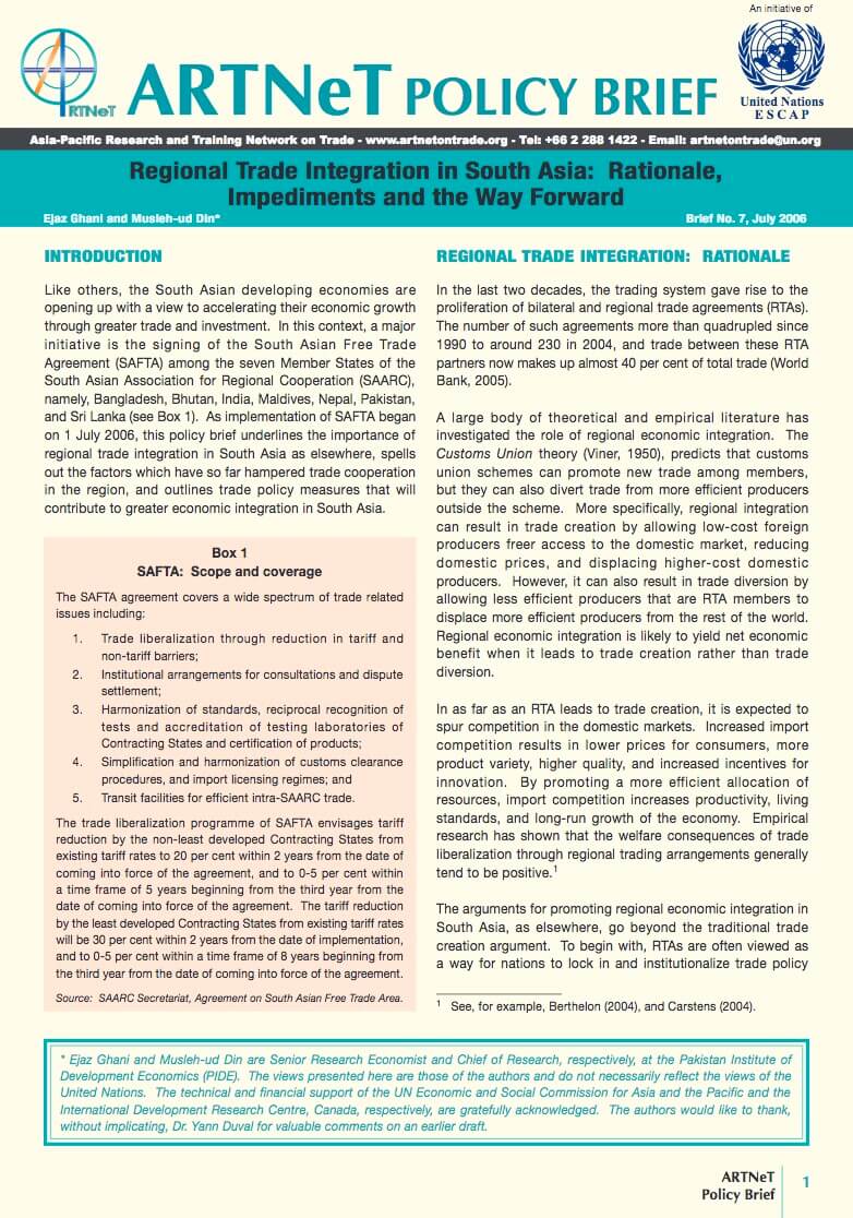 regional trade south asia